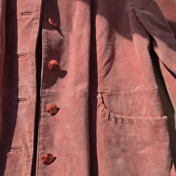 Pink Suede Leather Jacket with Nice Detail size M - Picture 4 of 14